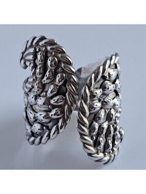 Vintage Taxco Mexico Sterling Silver Cactus Clamper Bracelet – Wide Statement
